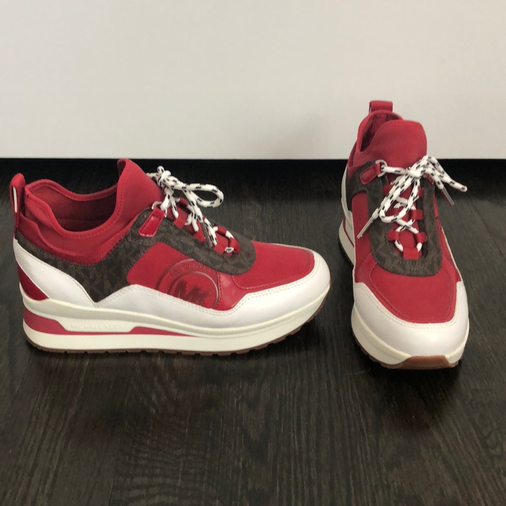 Michael Kors Red Wedge Sneakers NEW